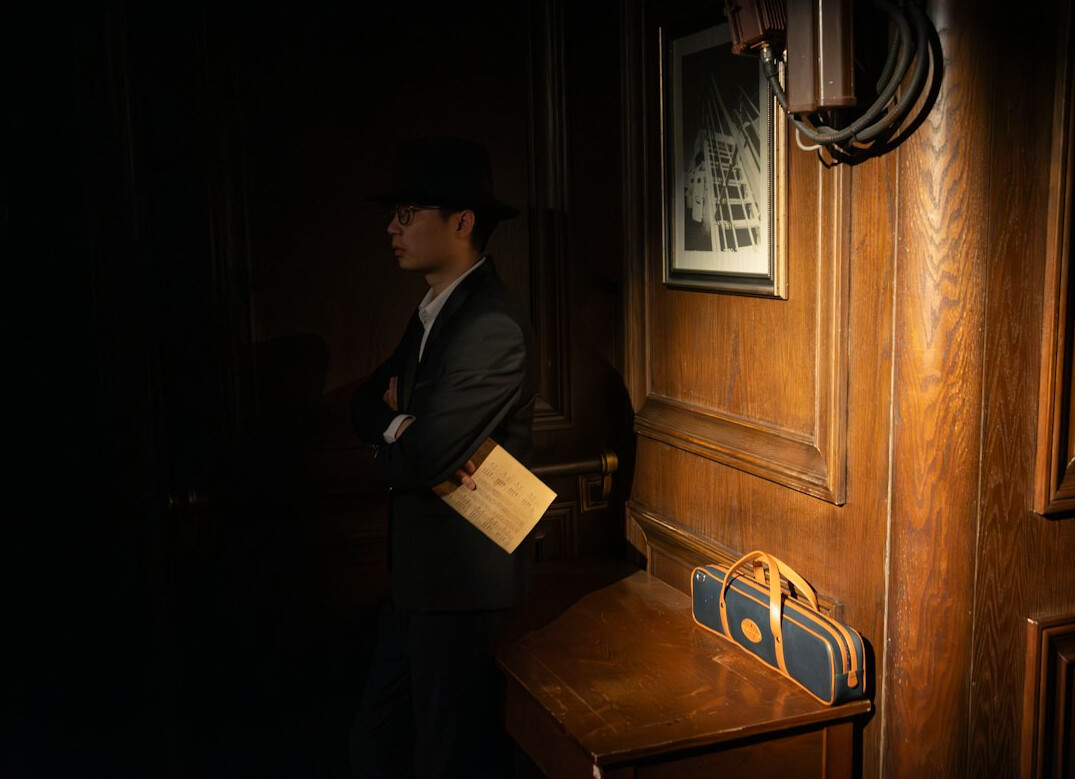 detective reviewing notes in store