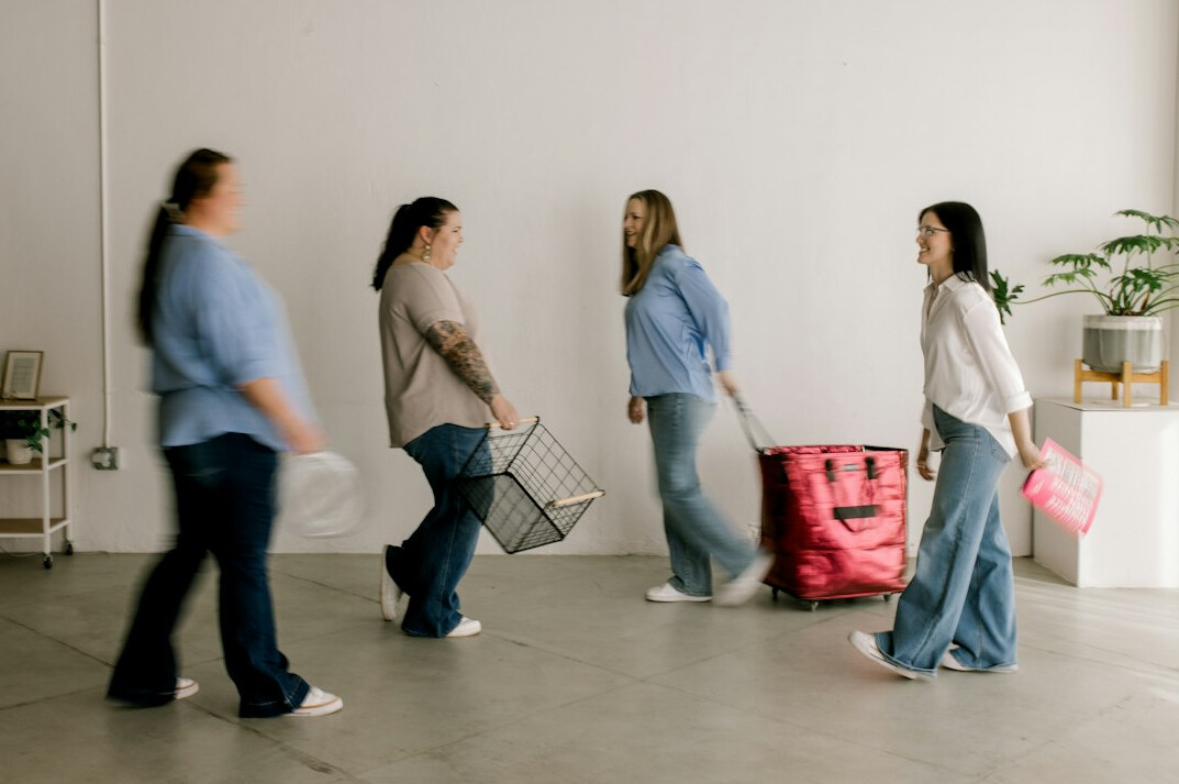 group of people shopping suspiciously